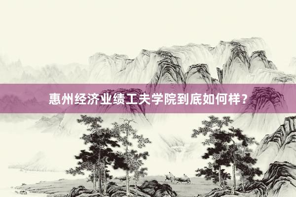 惠州经济业绩工夫学院到底如何样？